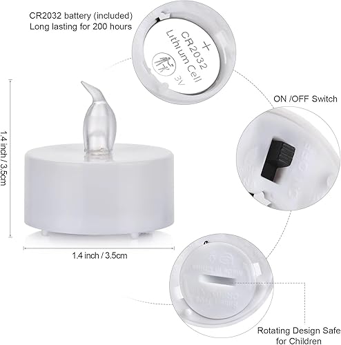 Miniatura 7 de Velas de té sin llama, funcionan con pilas, velas falsas votivas eléctricas parpadeantes realistas y más de 200 horas de larga duración brillantes