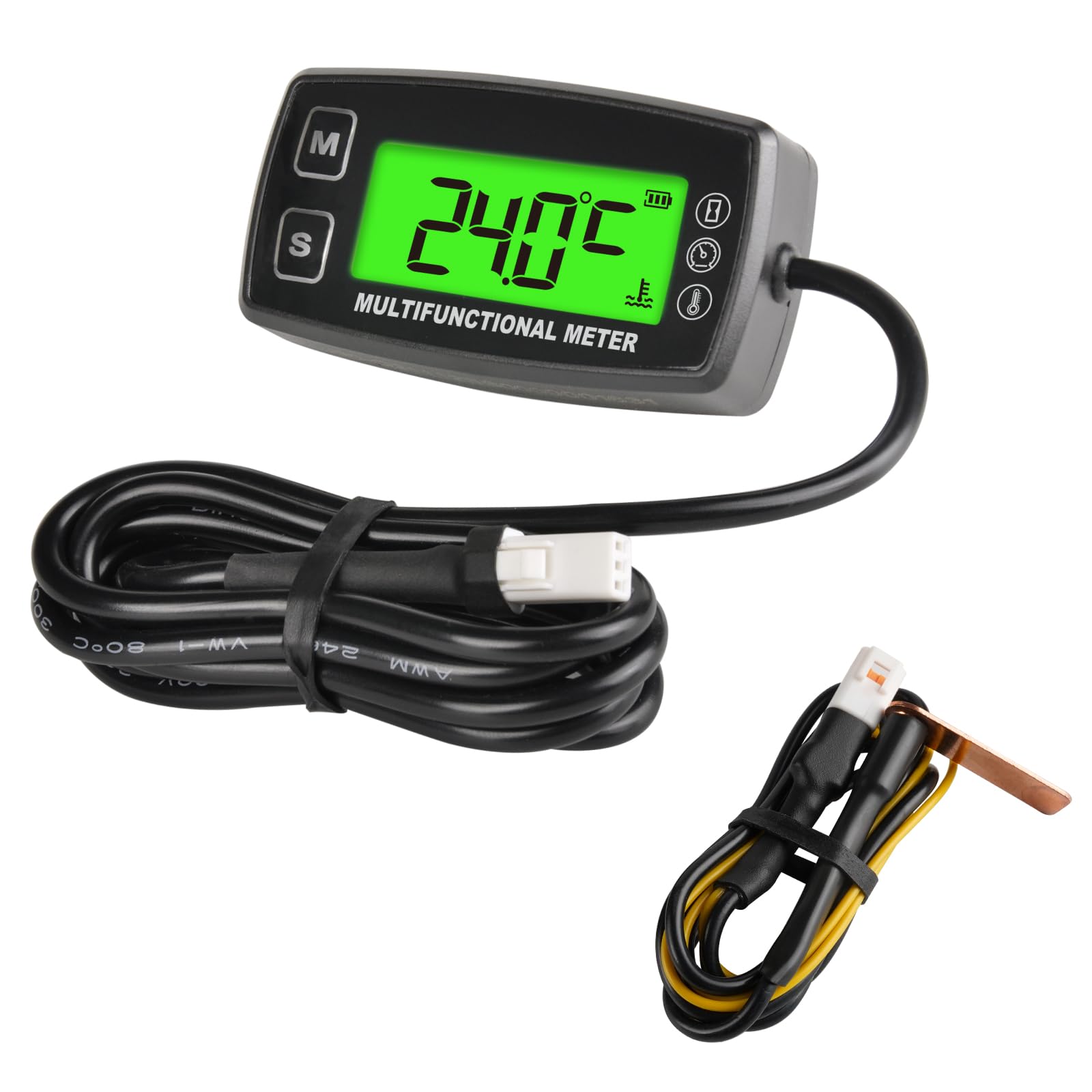 Tachimetro LCD retroilluminato Olio motore Termometro acqua Display digitale Batteria sostituibile per Moto ATV Barca Marine Compressore Pulitori (TS003)