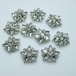 10pc/lot Glass Rhinestone Appliques for Clothes DIY sew on Star Patches Appliques Sewing Accessories (White)…