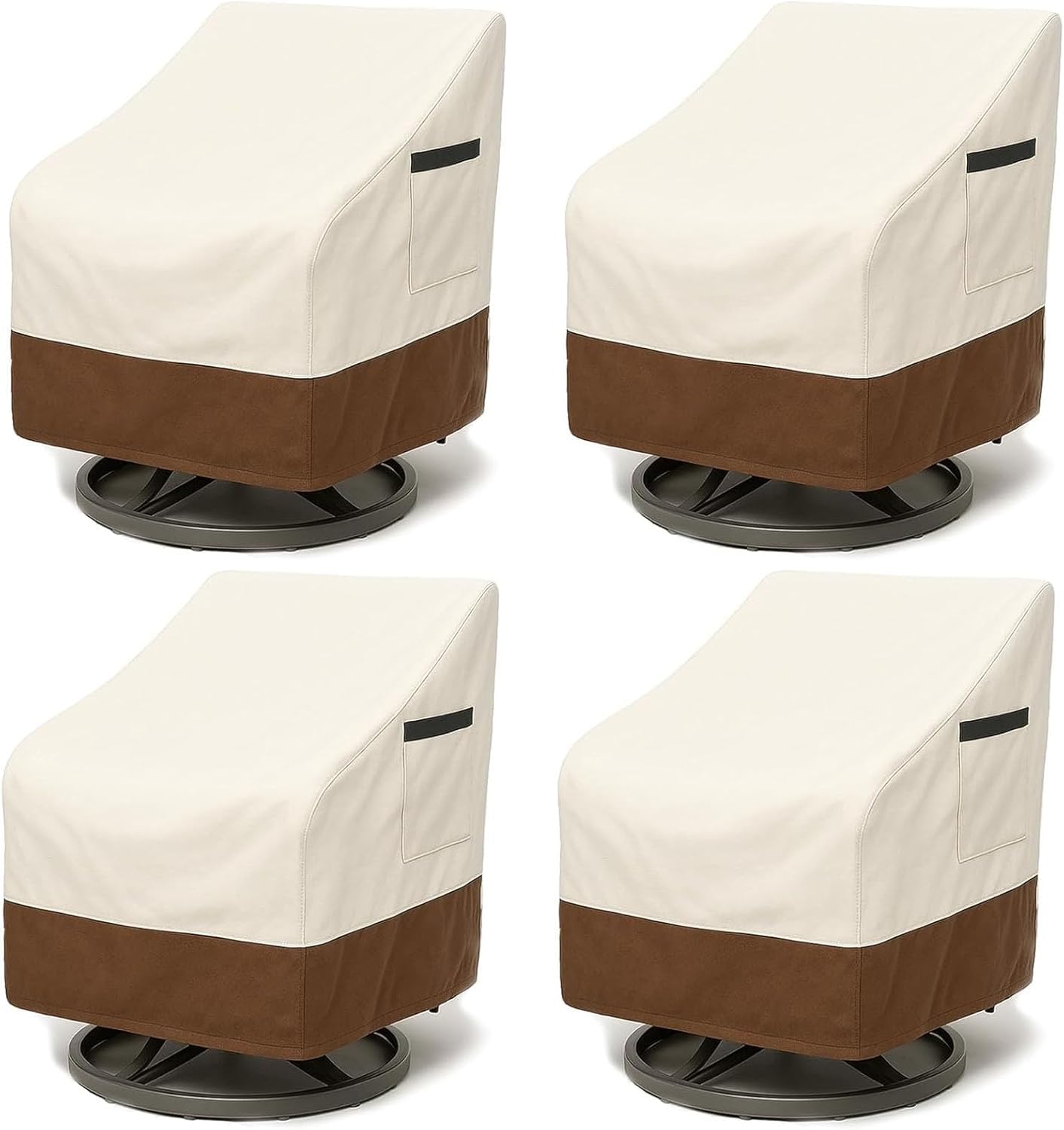 Outdoor Patio Chair Covers 4-Pack, Heavy Duty 600D Oxford Fabric, Weather Resistant Waterproof Furniture Protectors 26W x 27D x 34.3H inches, Beige and Brown