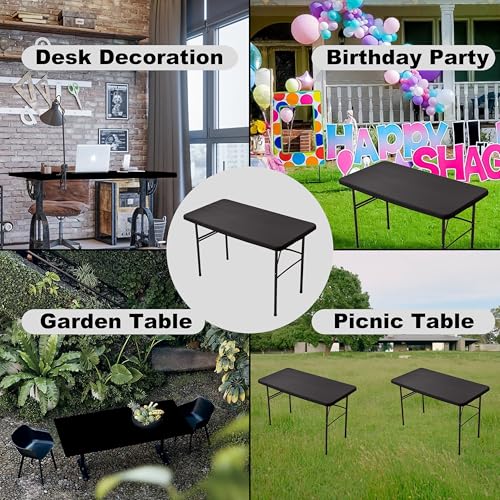 Viiamacki Rectangle Spandex 5 FT Fitted Tablecloth, Elastic Folding Picnic Table Cloth, Stretchy Patio Table Cover, Wipeable Tablecloths for Camping Outdoor Party Banquet 30X60 Inches Coffee by Viiamacki - Used condition - Image 6