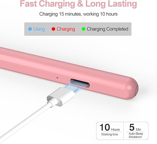 Vista 6 de Lápiz óptico para iPad de 9ª 10ª y 11ª generación con rechazo de palma, lápiz de carga rápida para iPad A16/10/9/8/7/6, para Air 5/4/3/M3, para Pro