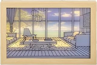 LED Light Painting, Wooden Frame Light Up Painting 3 Lighting Modes Simulated Sunlight USB Powered Night Light Wall Art Decor Dimmable for Living Room, Birthday Gift (Small Size)
