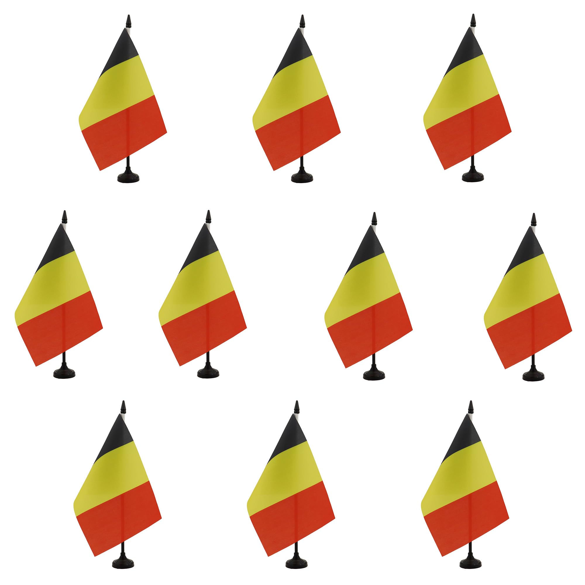AZ FLAG Pack of 10 Belgium Table Flags 6x8 in 100D Polyester Plastic Base