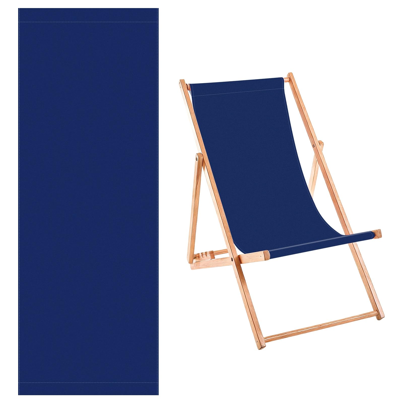 M METERXITY Beach Sling Chair Replacement Canvas, 16x44.5 Inch Folding Lounge Chair Fabric for Beach/Sunbathing/Courtyard/Garden, Outdoor Furniture Cloth [Dark Blue, Only Replacement] — image 1
