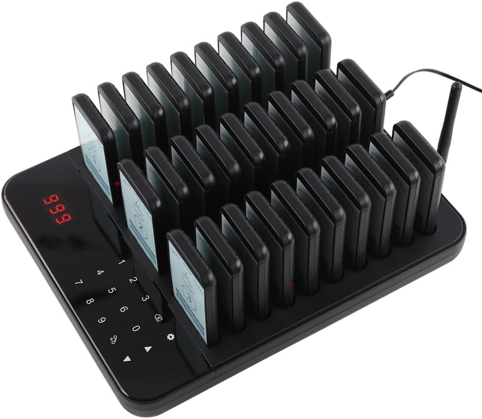 AGJ Restaurant Pager Wireless Calling System 30 Beepers Guest Customer Queue Pagers for Food Court Food Truck Church Nursery Clinic Coffee Shop with Buzzer Vibration Flash