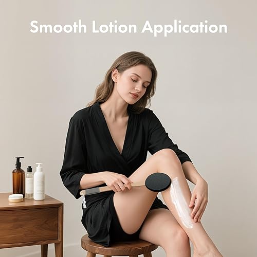 Vista 14 de AmazerBath Aplicador de loción para espalda, pies, 4 almohadillas reemplazables con mango largo, aplicador de protector solar de espalda para Púrpura