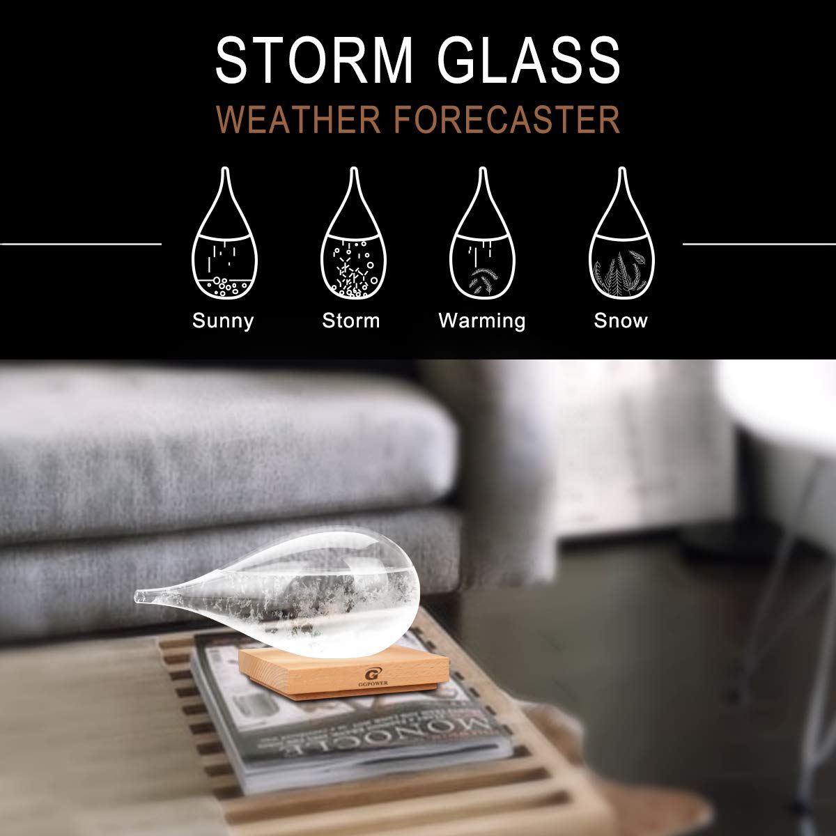 Storm Glass Weather Predictor Snow Globes for Adults Galileo Thermometer Indoor Creative Forecast Nordic Style Decorative