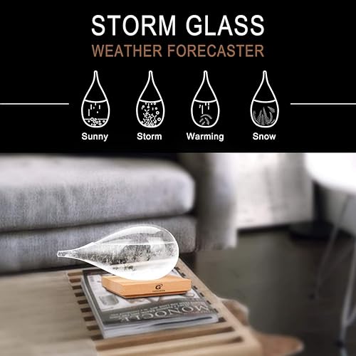 Miniatura 2 de Estación meteorológica de vidrio de tormenta, pronosticador del tiempo, barómetro de vidrio de lágrima, botella de vidrio decorativa de Navidad para