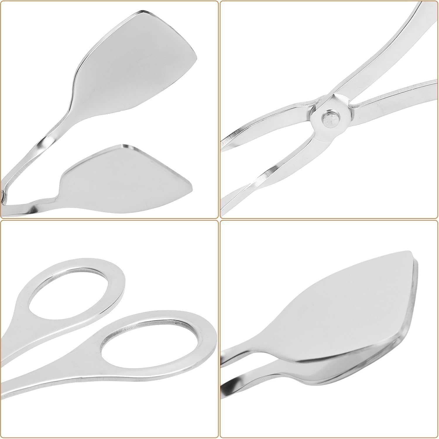 10Pcs Buffet Tongs Salad Tongs with Scissor Handles -7 Inch Stainless Steel Party Catering Food Serving Tongs Cake Tongs Gripper Bread Clip Scissor Tongs Kitchen Tongs