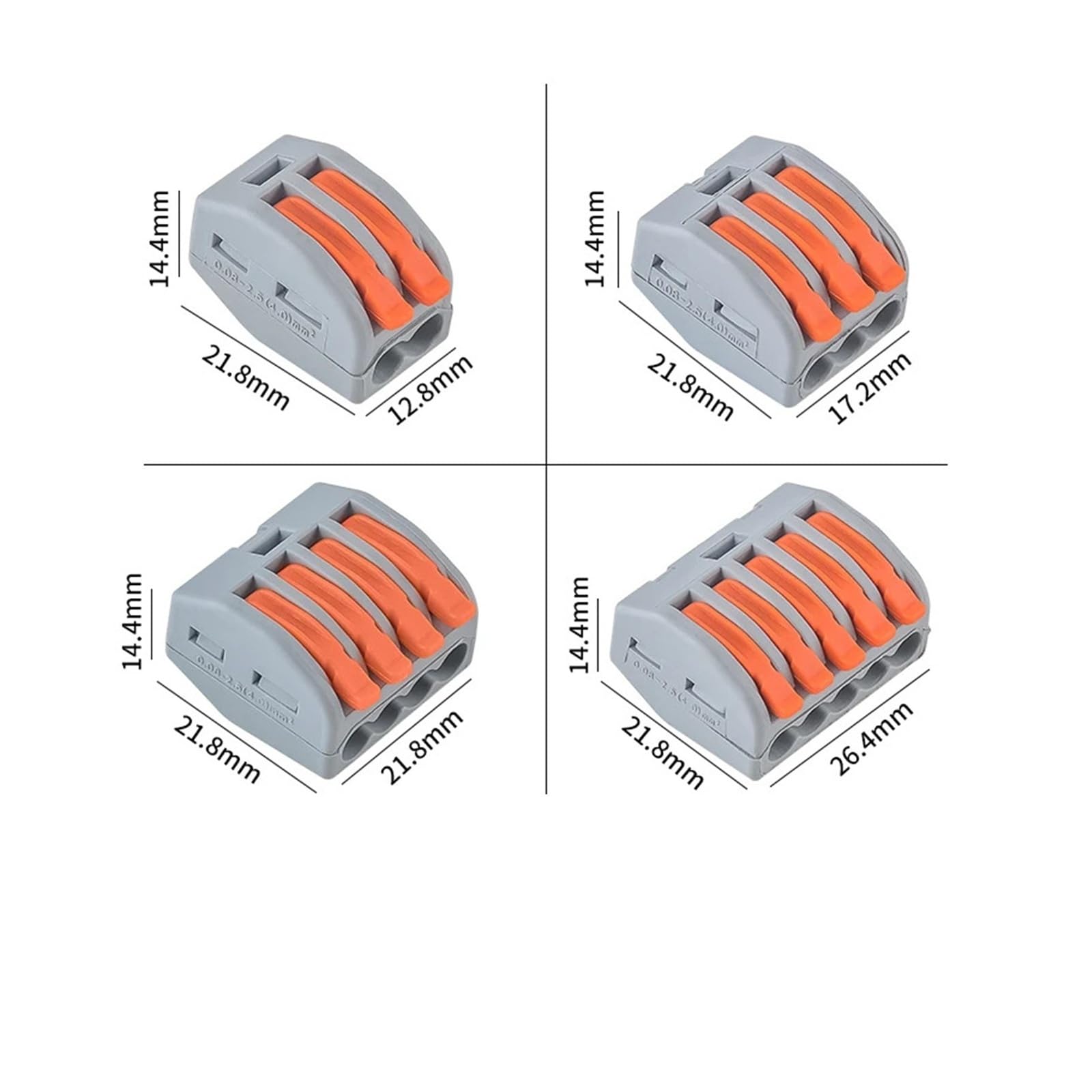 50 pz connettori rapidi a leva 3 4 5 porte morsetto cavo elettrico morsettiera domestica 0,08-4mm²/ 28-11AWG