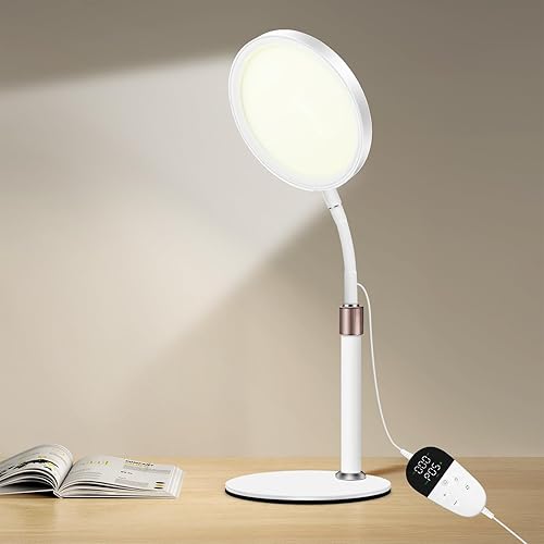  SAD Lamp, UV-Free 10,000 Lux SAD Light Therapy Lamp, 3 Colour Temperature & 9 Brightness & 15/30/45Mins Timer, Daylight Lamp for Home/Office Use 