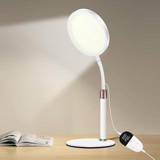 Relhafethy SAD Lámpara, Lámpara de Terapia de Luz SAD Sin Rayos UV de 10 000 lux, 3 Temperaturas de Color, 9 Niveles de Brillo y Temporizador de 15/30/45 Mins, Para Uso Doméstico/en La Oficina