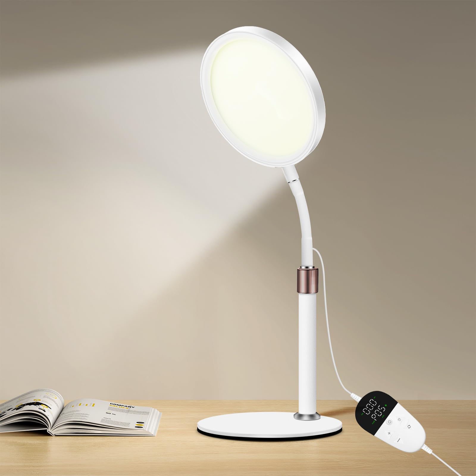 Lampada SAD, Lampada Per Terapia Della Luce Senza Raggi UV Da 10.000 lux, 3 Temperature Di Colore, 9 Luminosità e Timer da 15/30/45Min, Lampadas a luce Diurna Per Uso Domestico/Ufficio