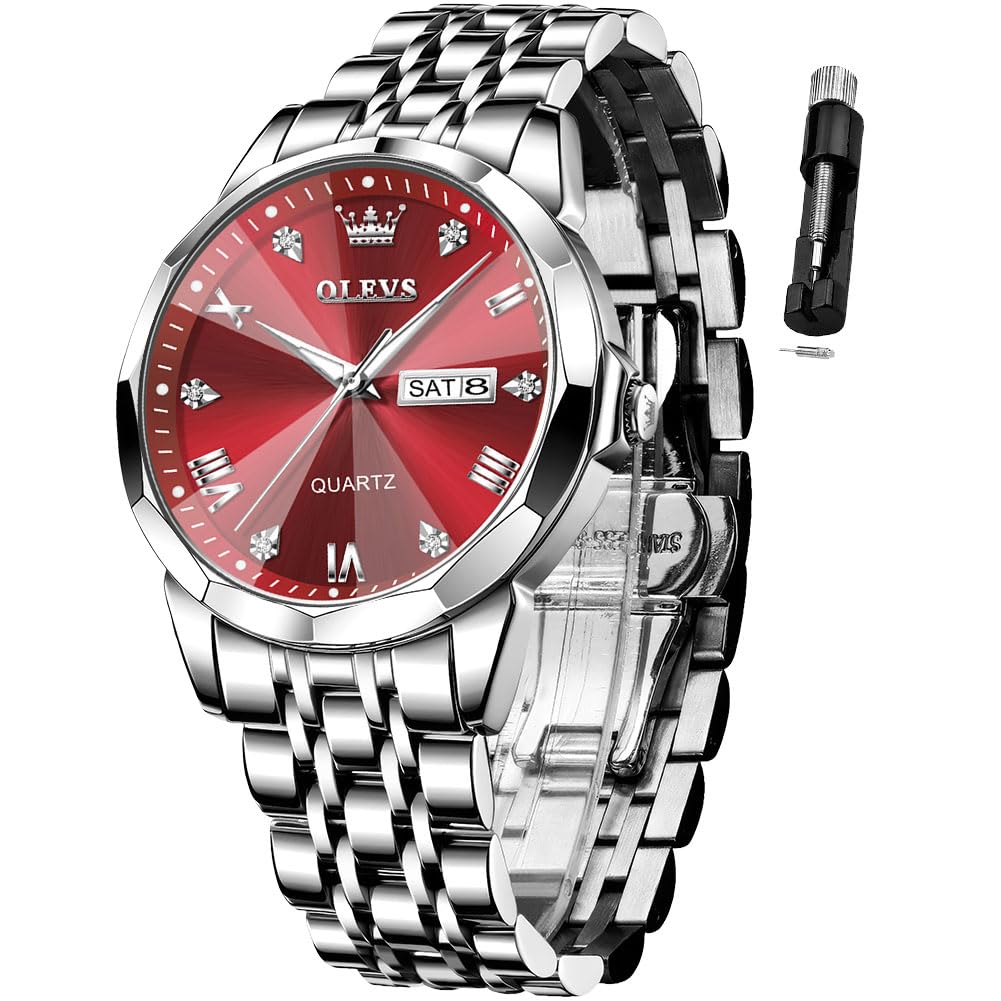 Watch for Men Diamond Business Dress Analog Stainless Steel Waterproof Luminous Date Two…