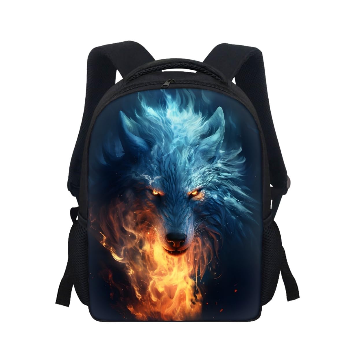 Cool Ice Fire Wolf Backpacks for Boys Girls Teens School Bag Elementary Back to School Bag Bookbag Travel Hiking Daypacks
