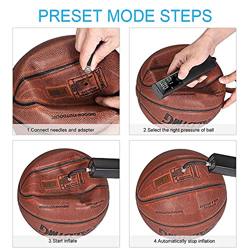 Electric Ball Pump, for Sports Balls Basketball Air Pump with Lcd Display, Rechargeable Air Pump for Football, Basketball, Volleyball, Rugby, Soccer, Beach Ball, Swimming Ring, Easy to Carry Out
