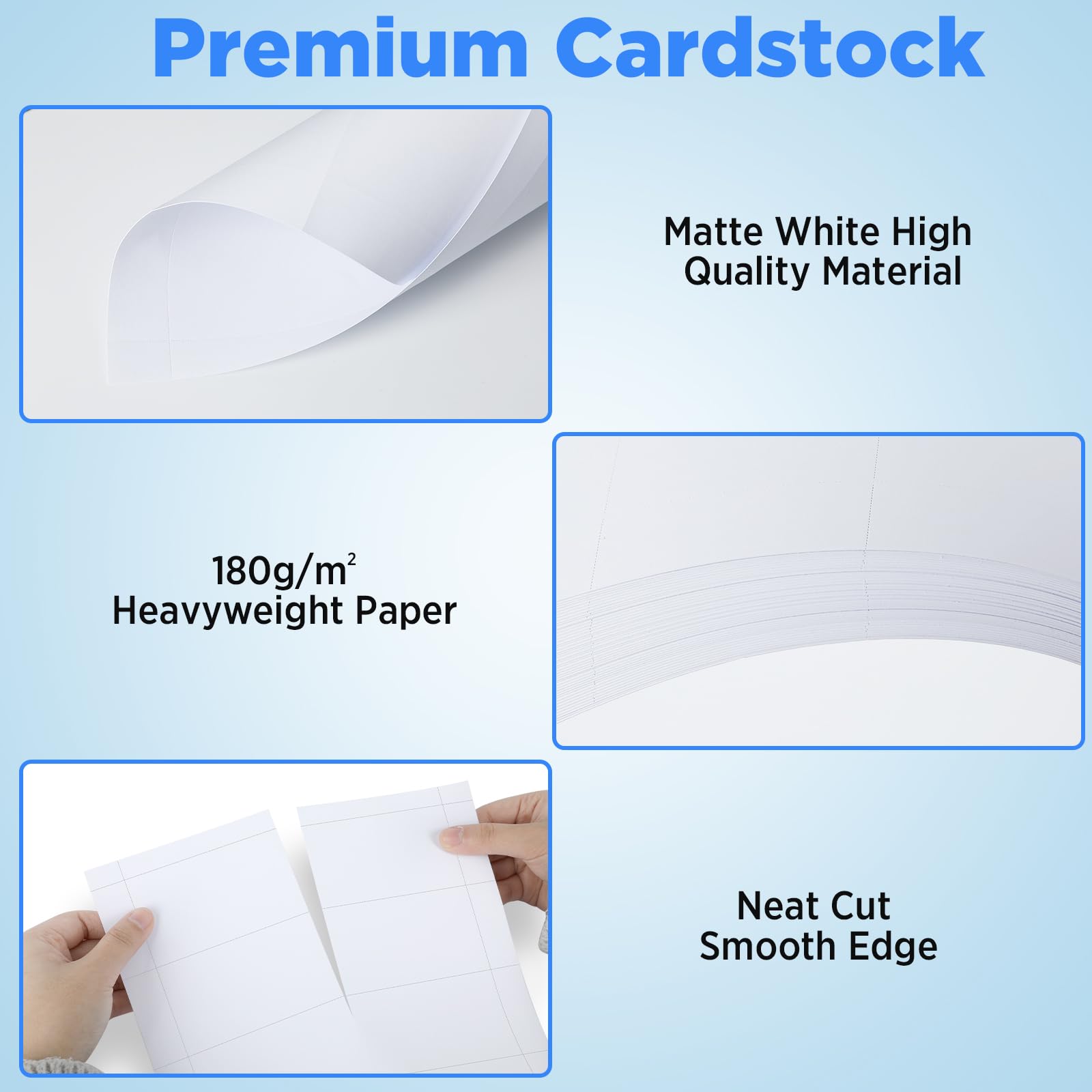 gisgfim 1500 tarjetas de visita en blanco imprimibles de 3.5 x 2 pulgadas, color blanco mate, papel perforado, compatible con impresora láser y de inyección de tinta, impresión de doble cara, peso