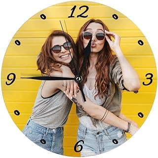 Personalised Photo Clock, Personalized Round Clock with Photo Text, Custom Round Clock, Customized Wall Clock Gift for Mother Father Family Christmas Xmas Wedding Valentines Day Birthday Anniversary