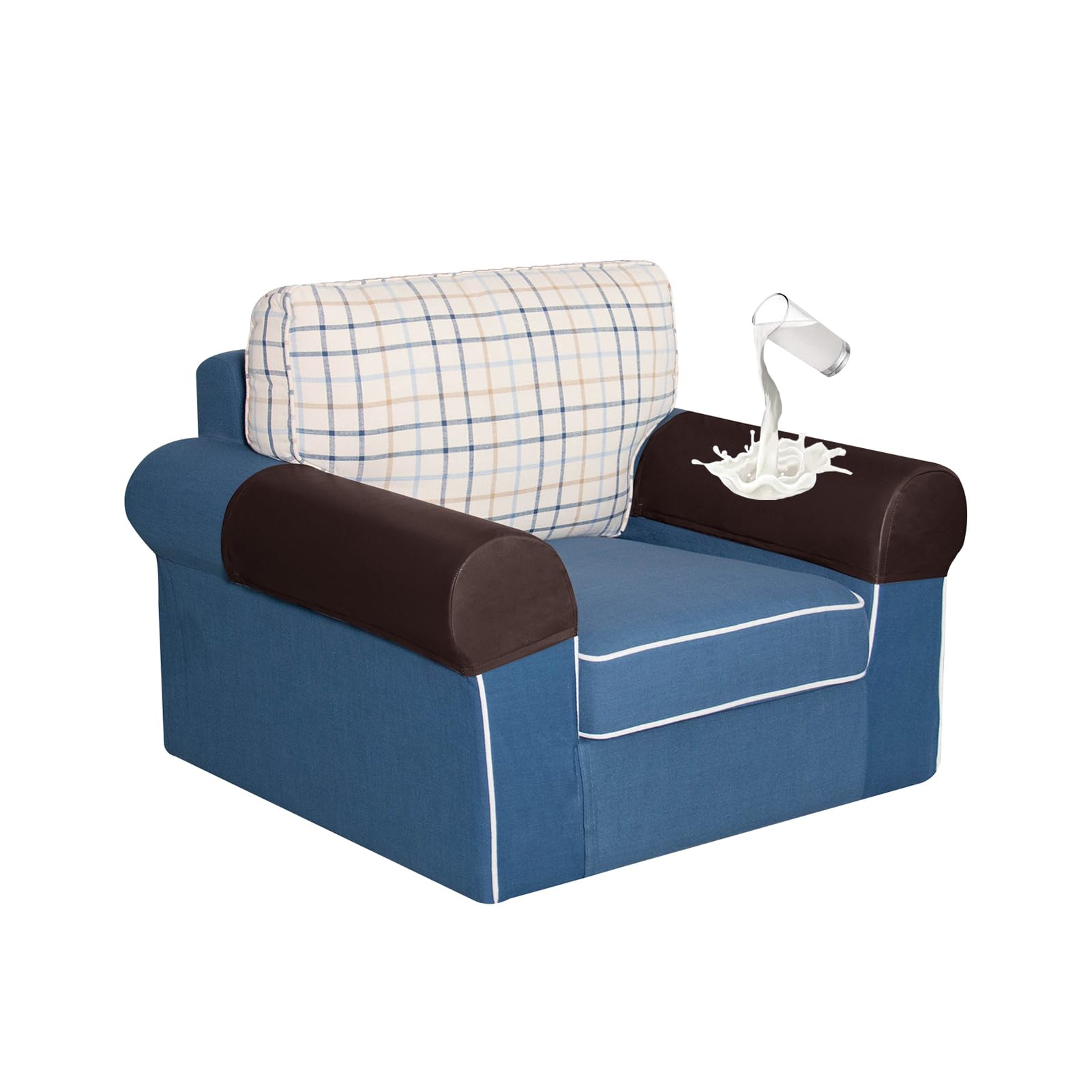 Fundas reposabrazos sofá cuero PU marrón oscuro XHDZSW protector para sillón reclinable 2 plazas