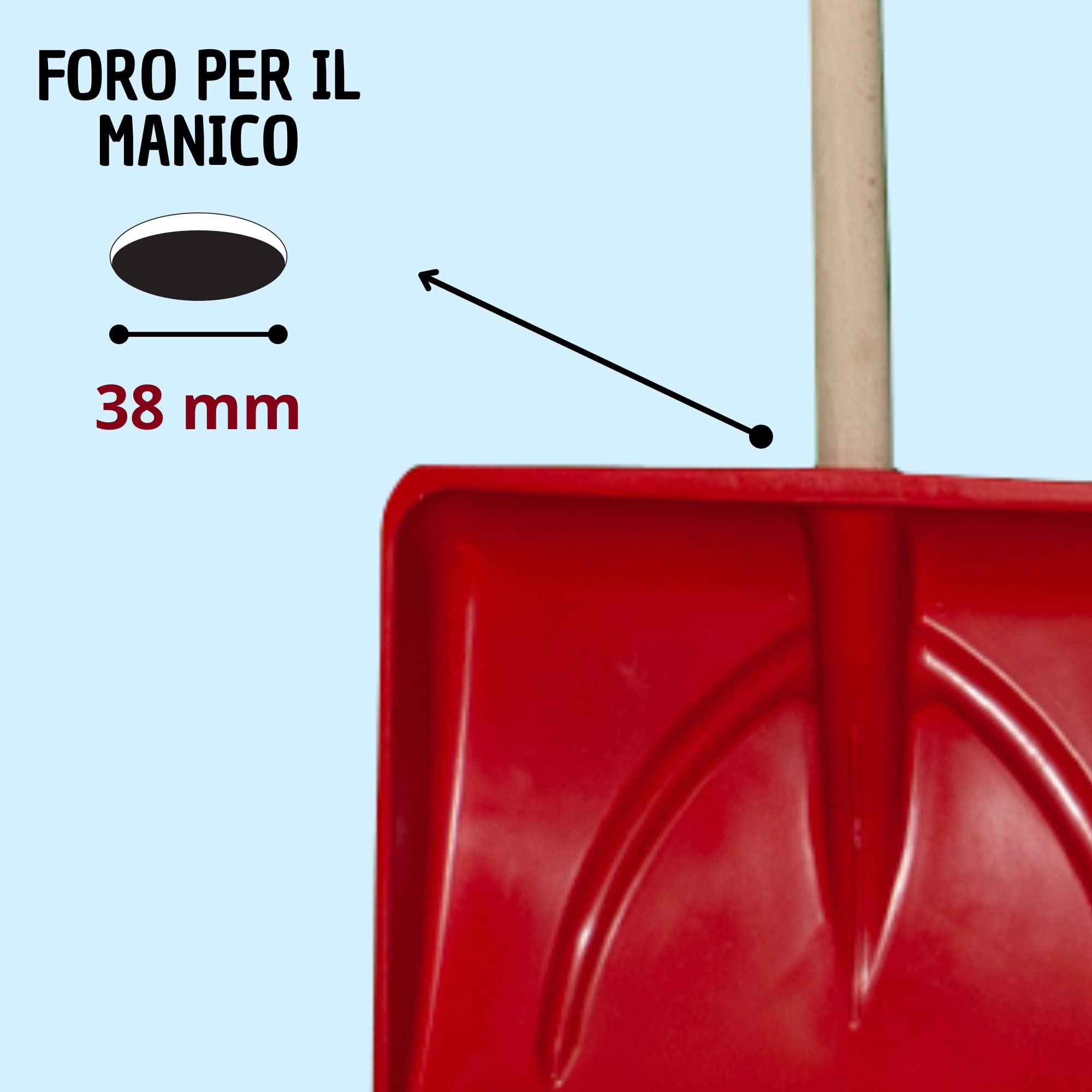 Pelle à neige en plastique avec profil en aluminium (avec poignée)