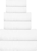 Vista 48 de Juego de toallas de baño - 100% algodón - 2 toallas de baño, 2 toallas de mano y 2 toallitas - Grandes, gruesas, esponjosas, absorbentes, secado