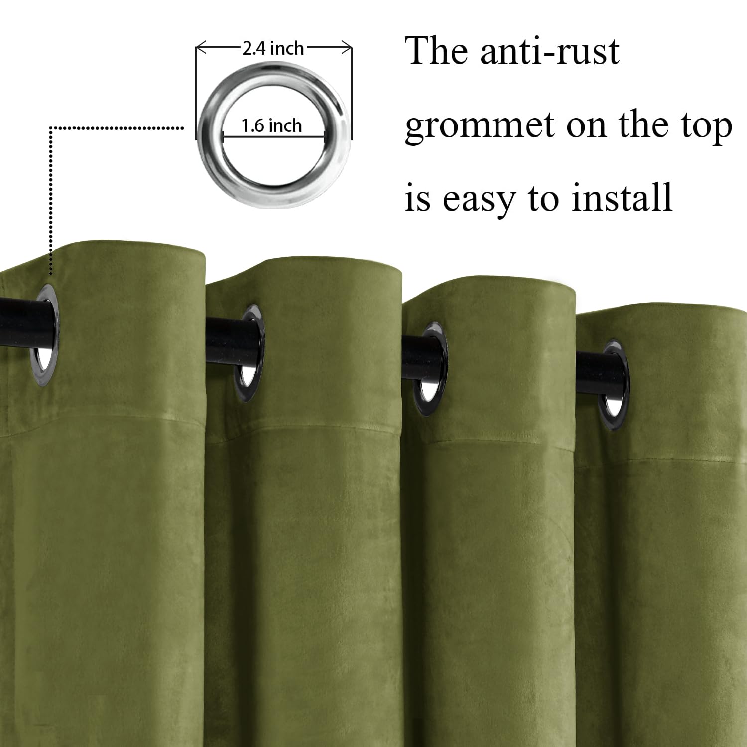 Amazon｜JIUZHEN モスグリーンベルベットカーテン 108インチ