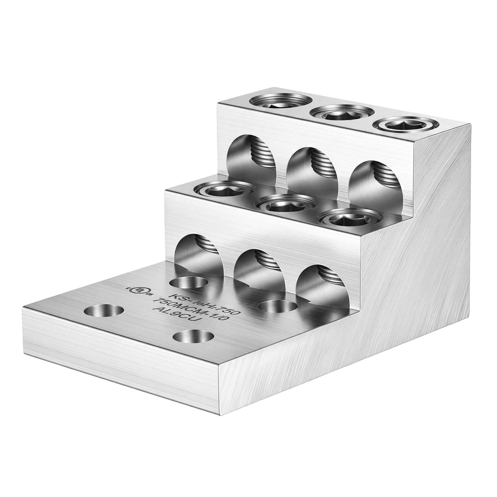 Capicorda meccanica a 6 porte multi-filo in alluminio, 750 mcm – 1/0 AWG Gamma di cavi resistenti a 6 terminali per messa a terra meccanica per collegamenti elettrici uso domestico ed