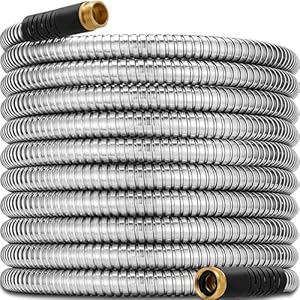 150 ft Metal Garden Hose – Upgrade Leak-proof Technology Water Hoses with Solid Brass Fittings – 304 Stainless Steel Car Washing Pipe,Flexible,Lightweight Kink-Free Durable Easy Storage