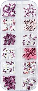 ネイルパーツ キティ リボン 1ケース入り 可愛い 大きい キティ ネイルパーツ ストーン 3D 立体 リボン デコパーツ 猫 蝶結び ネイルアート ジュエリーパーツ 手芸 ハンドメイド レジン パーツ (ヒョウ柄 紫)