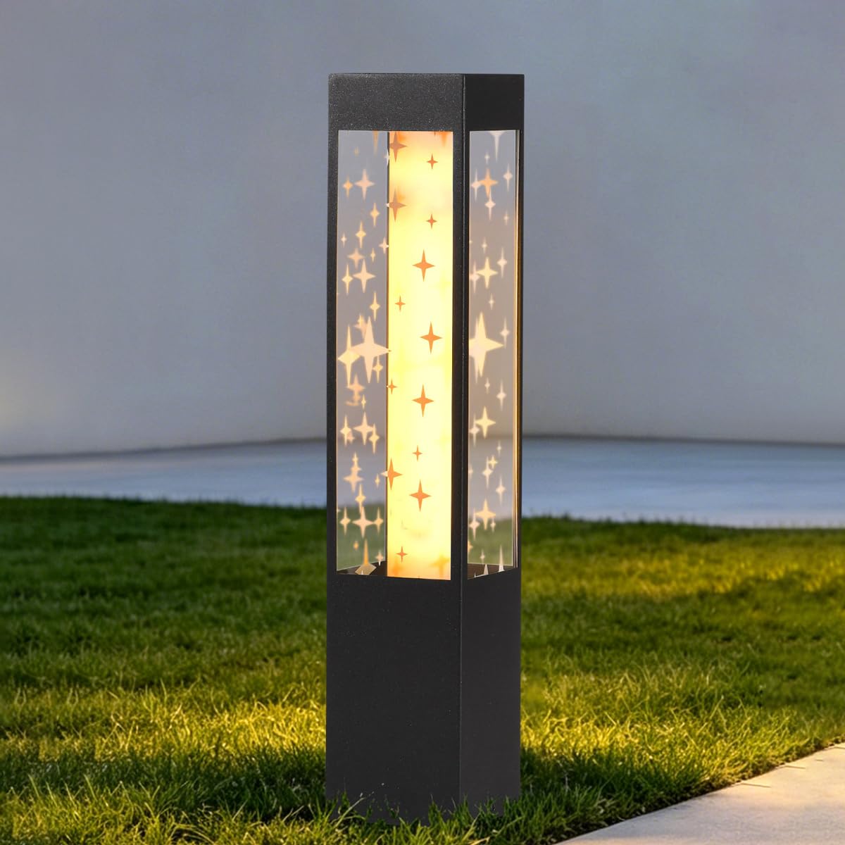 Landscape Pathway Lights For Outdoor Modern Black Path Light, 3000K LED Bollard Lighting AC 110V Commercial Driveway Lamp Waterproof Standing Lighting For Patio Garden Path Yard Walkway Lawn Lantern