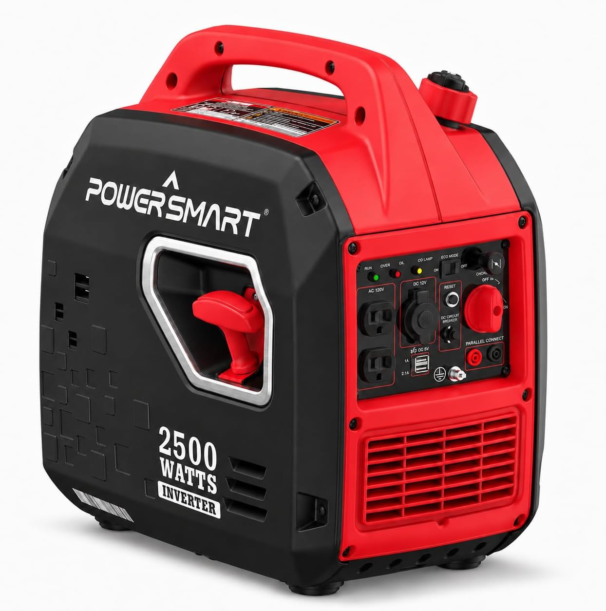 PowerSmart 2500W Portable Inverter Generator, Gas Power with 30A Outlet, Quiet & Parallel Ready, CO Guard, RV Ready & Home Backup, Gas Powered, Quiet & Clean Power