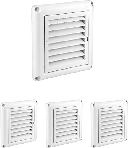 Miniatura 8 de QWORK Cubierta de ventilación con rejillas de 4 pulgadas, 4 fundas para cubiertas de aire de escape de ventilación de secadora al aire libre (blanco)