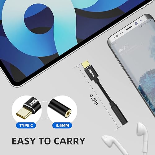 Miniatura 3 de ARKTEK Adaptador USB tipo C a conector de auriculares hembra de 0.138 in, cable USB C a audio auxiliar compatible con iPhone 15Plus15 Pro Max Series