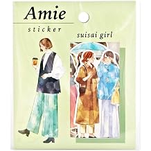 Amie Sticker Cute Flake Sticker Watercolor Girl Fine Paper Made in Japan