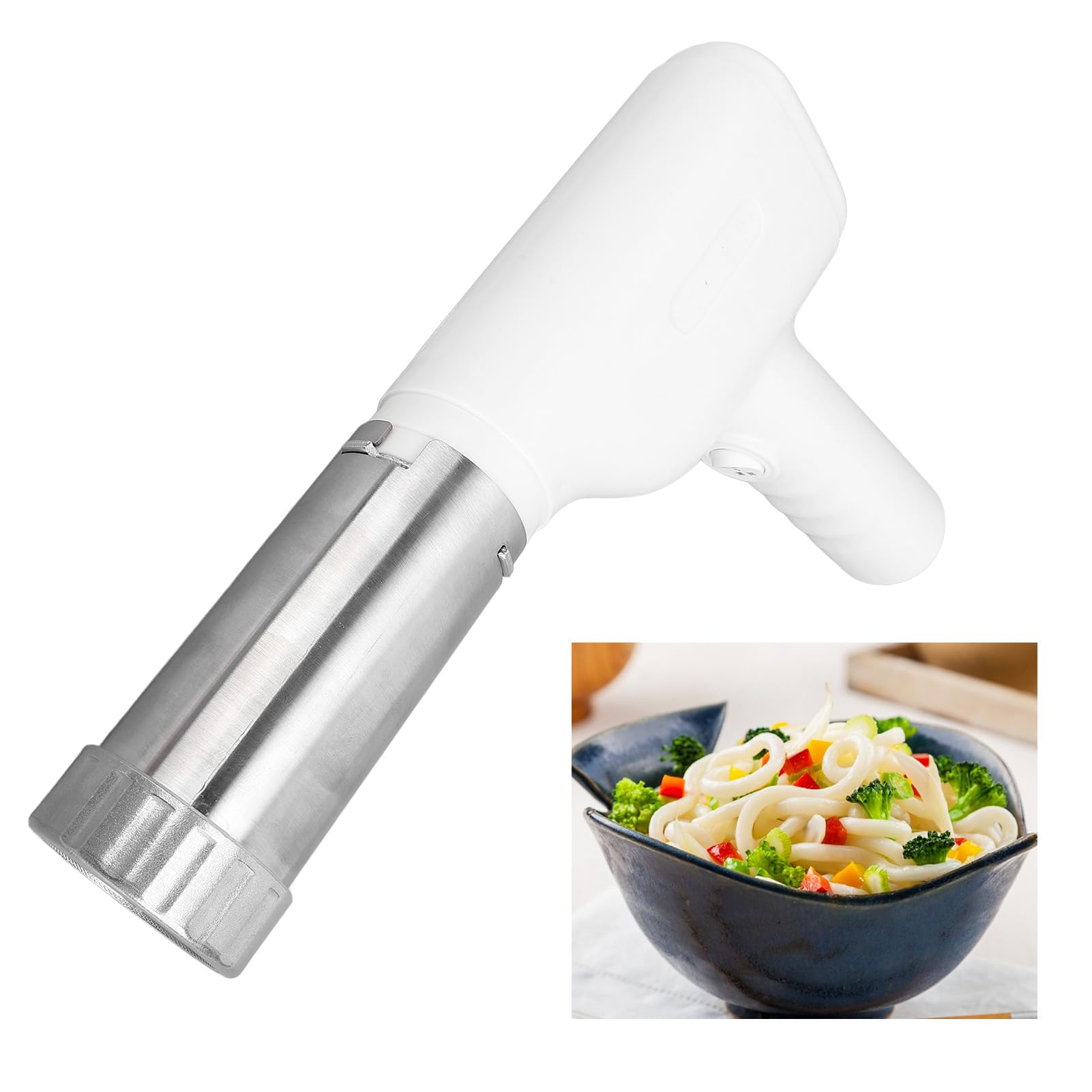 Máquina para hacer fideos de mano, totalmente automática, inalámbrica, portátil, eléctrica, para hacer fideos, para amantes de las pastas de cocina, acero inoxidable ABS, 20,8x20cm