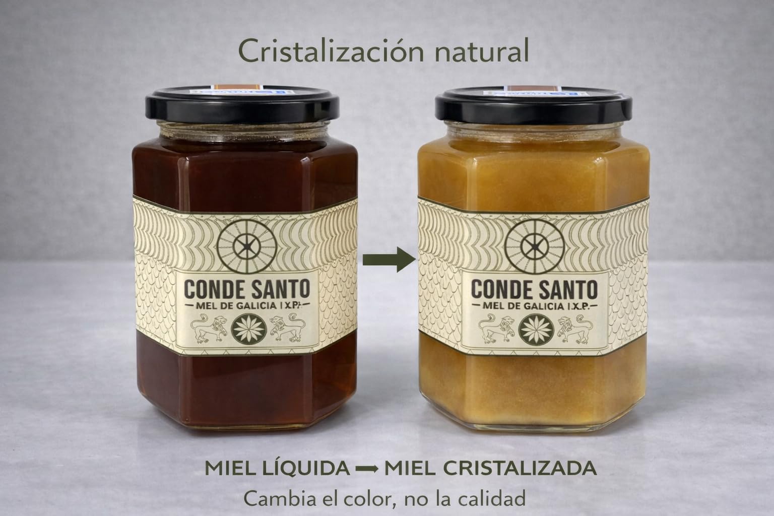 Miel Cruda de Montaña de Galicia IGP 1 kg – 100% Natural Sin Filtrar ni Pasteurizar | Miel Artesanal Directa del Apicultor | Conde Santo - 3