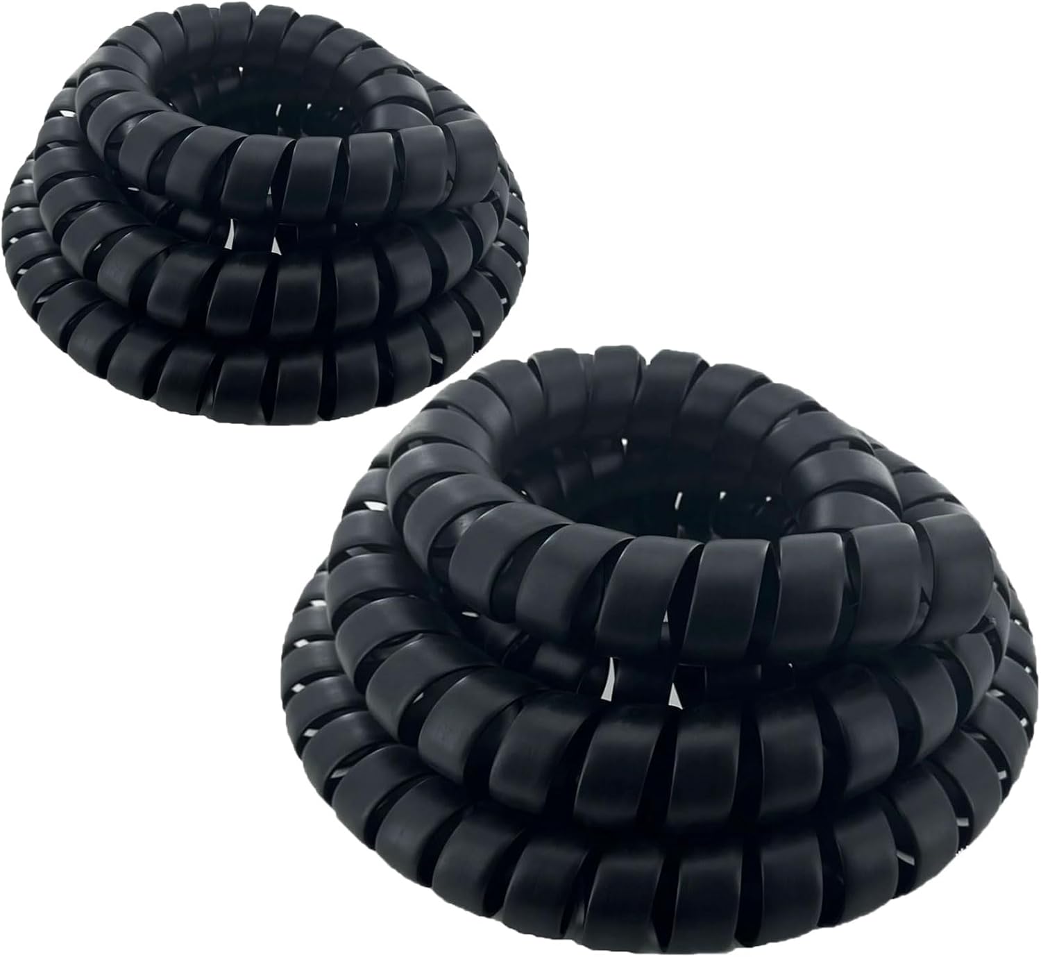 Spiral Wrap Cable Protector 2in OD x 10ft Pre-Cut Lengths Safe Hose Protector to Avoid Wear Extend Life for Hydraulic Pneumatic Hose ((2PCS Black 1.25" +1.5" OD))