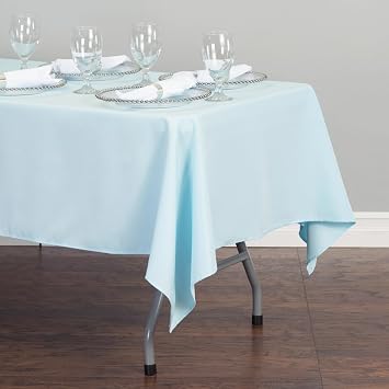 LTC LINENS 2 Pack Baby Blue Rectangular Tablecloths 60 x 102 Inches for 6 Feet Rectangle Banquet Tables with Half-Drop - Stain and Wrinkle Resistant Polyester Cloth Table Covers for Party, Baby Shower