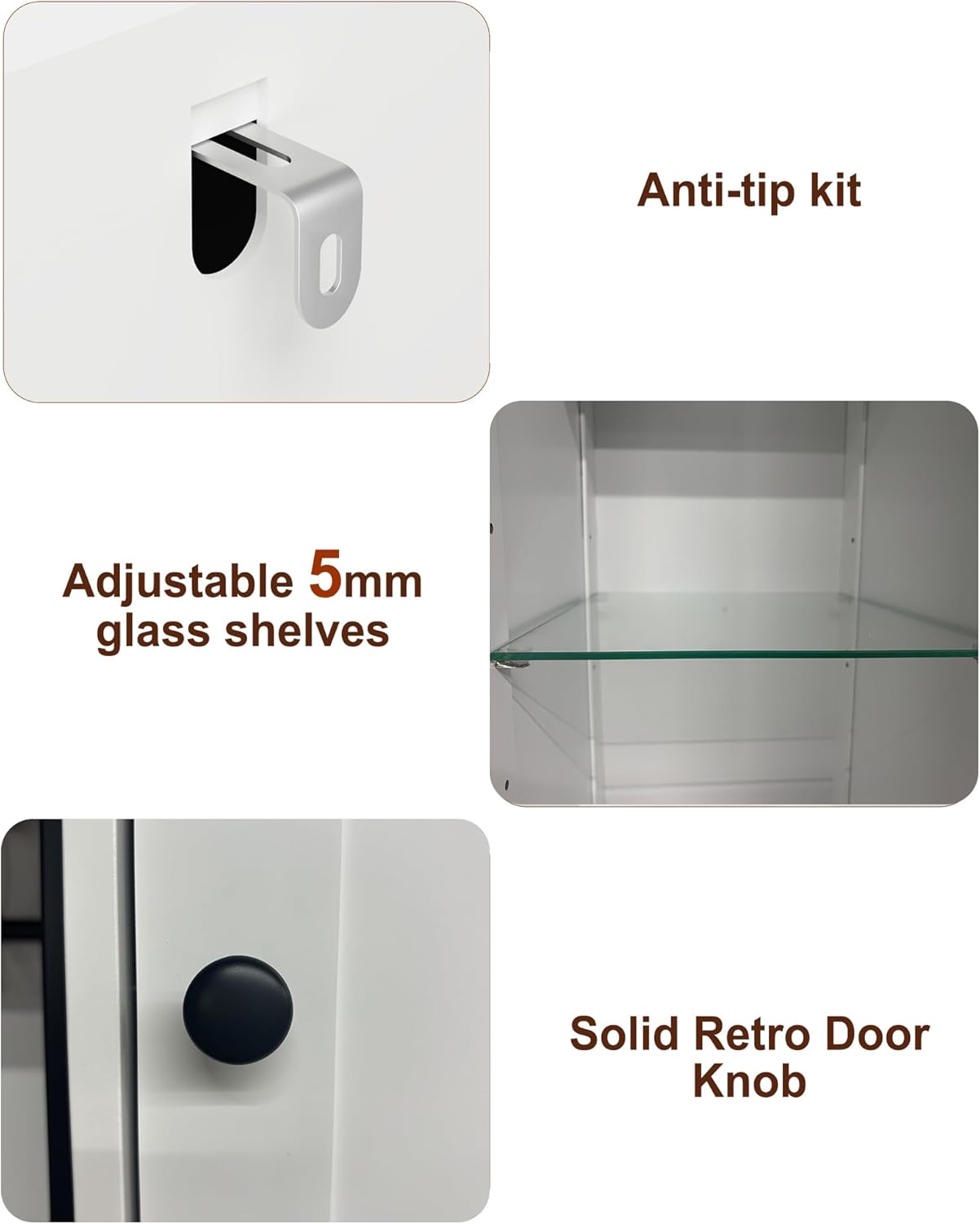 HAIOOU 67 Tall Bathroom Storage Cabinet with Light,11.8W Narrow Bathroom Cabinet with Adjustable Glass Shelves,Slim Freestanding Cabinet for Small Spaces,Skinny Cabinet for Kitchen,Living Room white