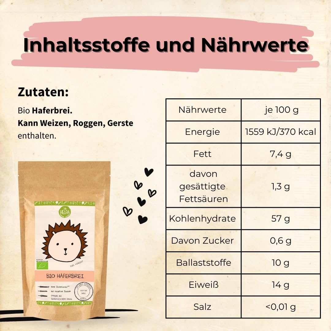 Porridge BIO Helpa - Millet Et Avoine, 200g, Neuf Sous Emballage, Petit-déjeuner Sain