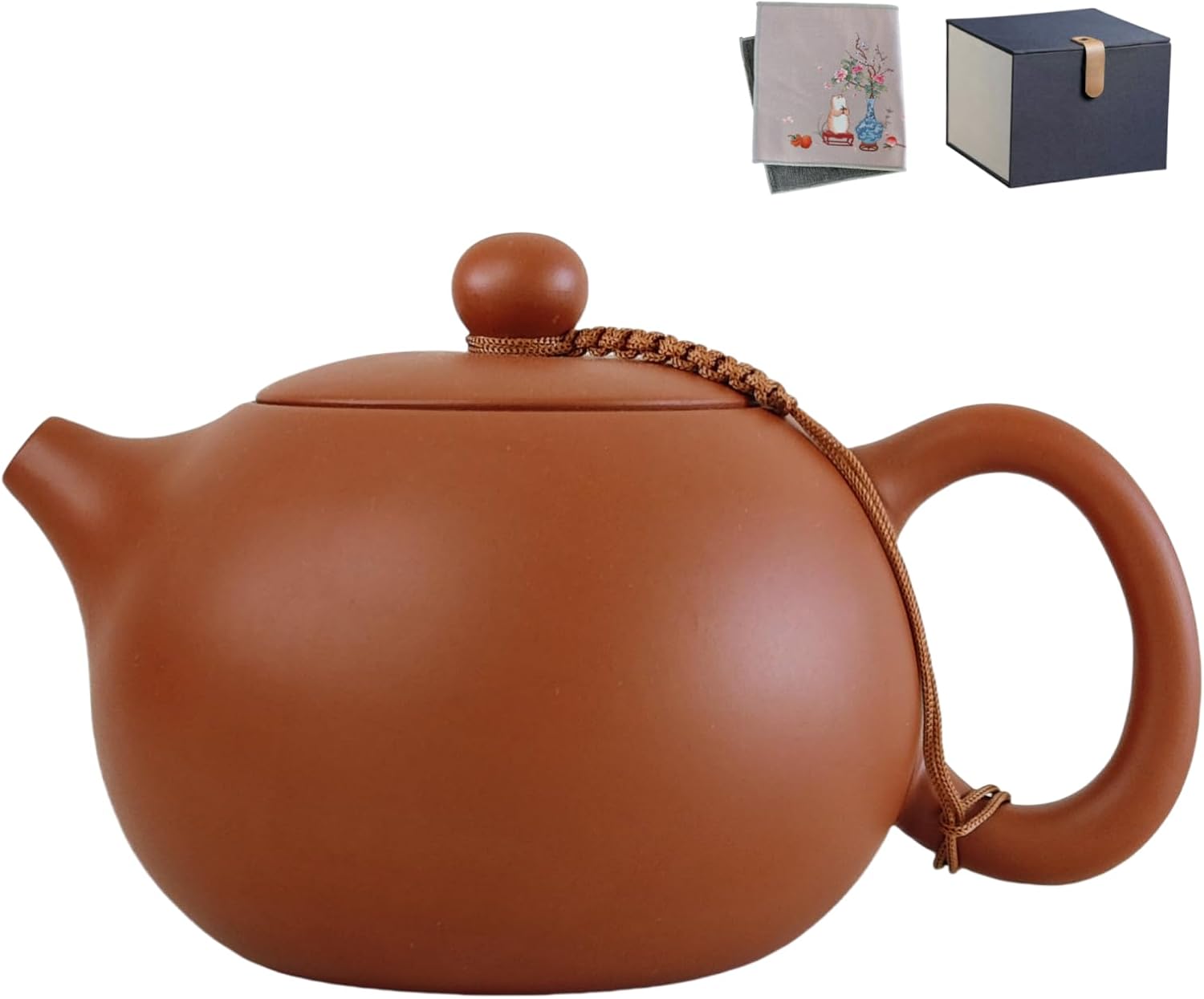Chinese Clay Teapot, Yixing Xishi Zisha Tea Pot, Handmade Pottery Purple Sand Mud Kungfu Tea Set Kettle,14oz Zhuni