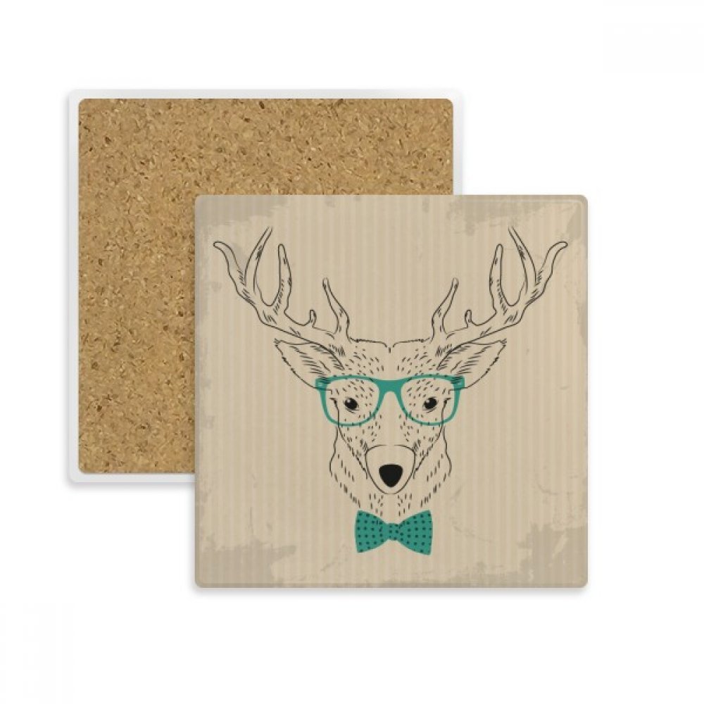 Coaster cerf stripe carré en pierre absorbante pour tasse et verre
