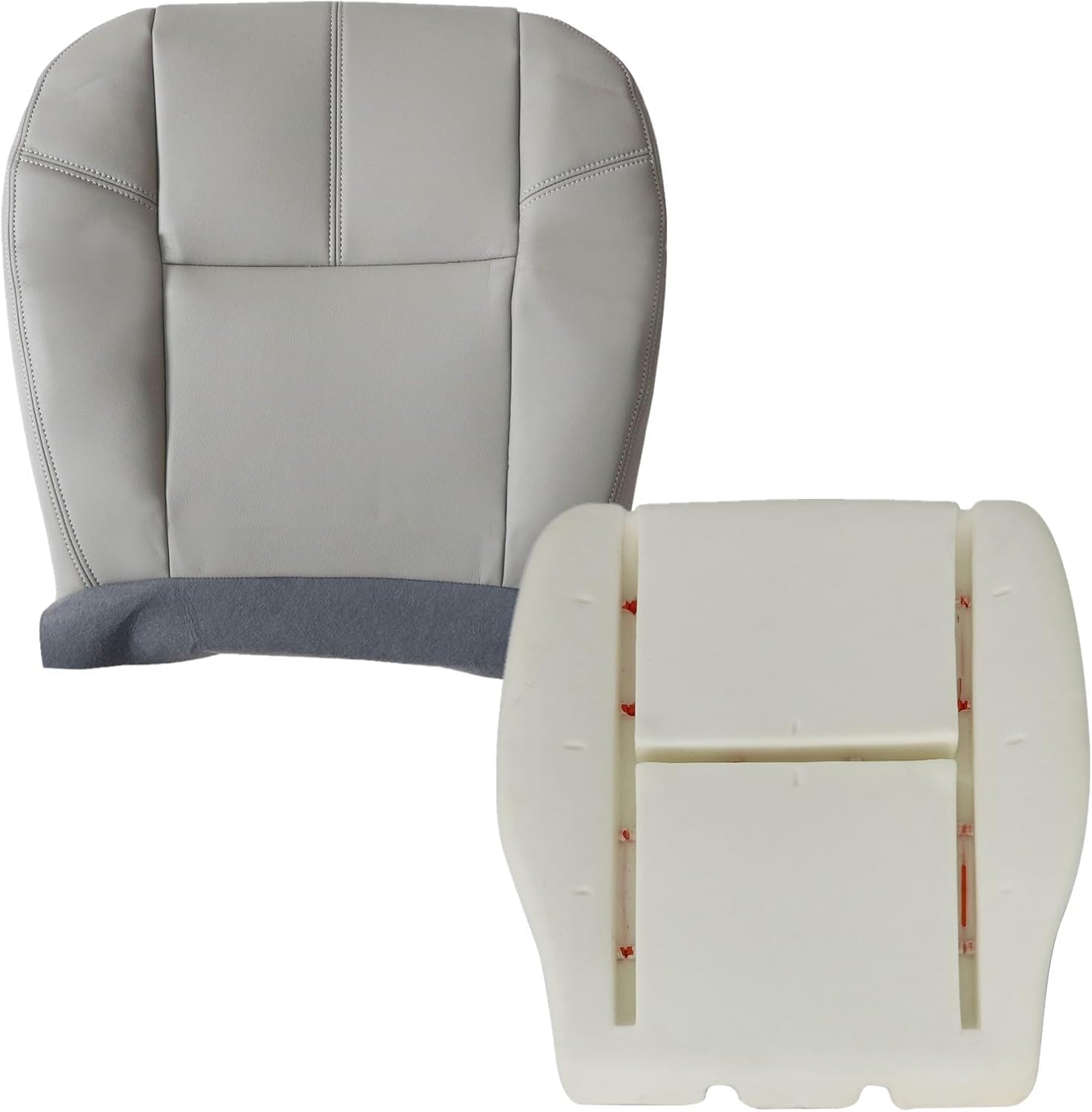 Photo 1 of Front Left Driver Side Bottom Leather Seat Cover & Foam Cushion Gray Compatible with Chevy Tahoe Suburban Avalanche Silverado GMC Yukon Sierra 2007 2008 2009 2010 2012 2013 2014