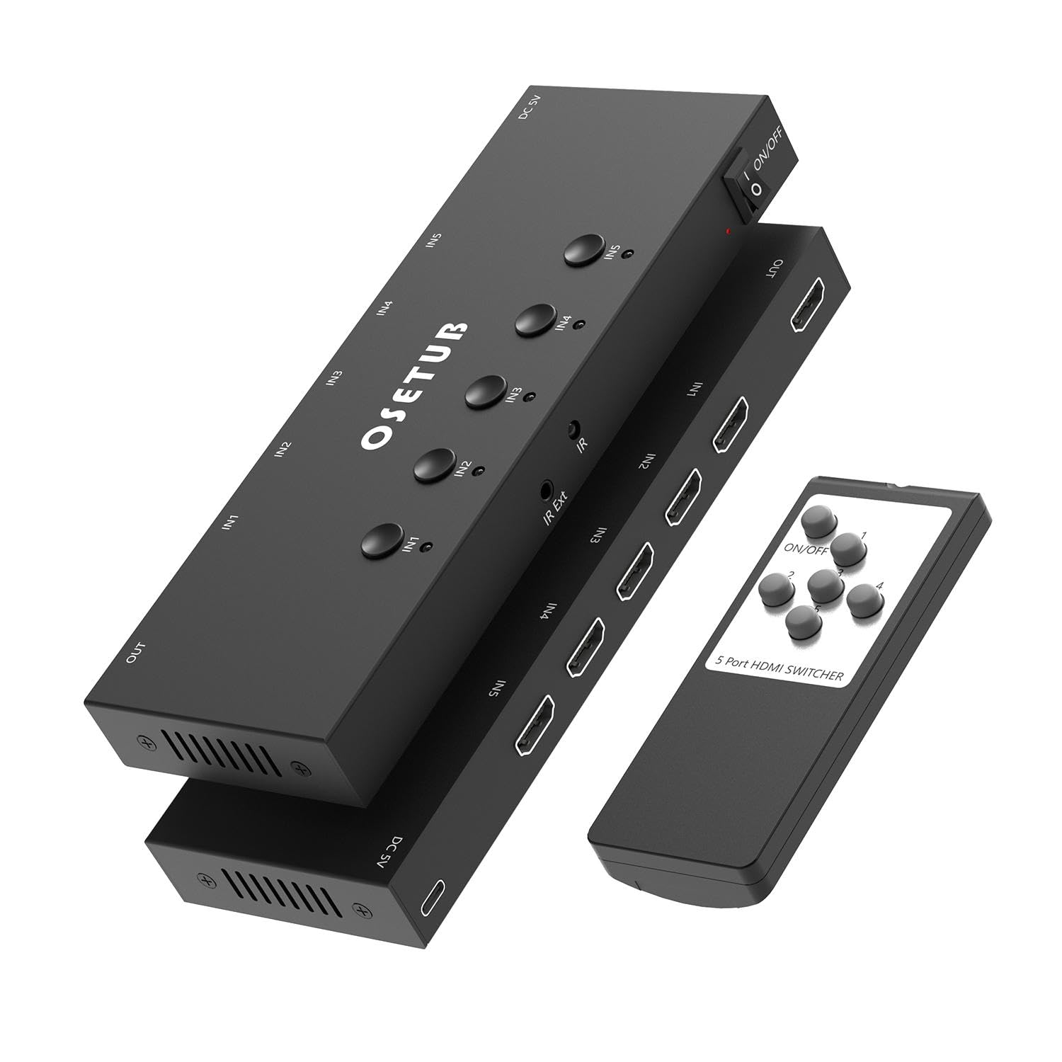 4K@60Hz 5 in 1 Out HDMI Switch, 5 Port HDMI Switcher Selector Support HDR10 &amp; HDCP 2.2 &amp; Full 3D with IR Remote Control Compitable with Nintendo Switch,Xbox PS5/4,Fire Stick,Roku,Apple TV for Gaming