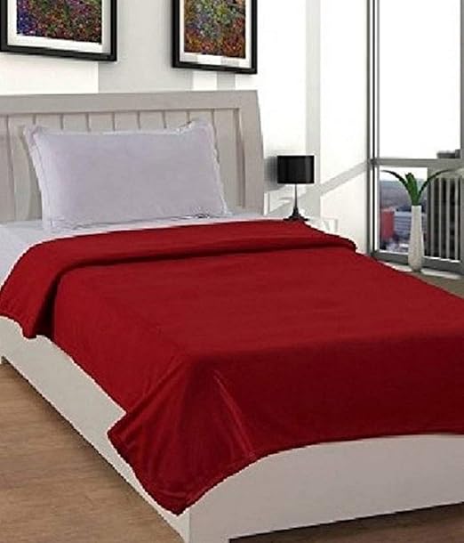 Home Stylish Premium Double Bed Size Polar Fleece Woolen Blanket Set of 1 Colour Maroon