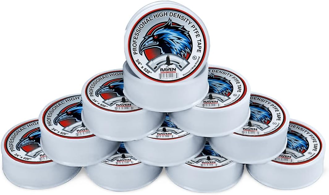SUPPLYGIANT S1221-10 PTFE Thread Seal Tape for Plumbers, White 3/4 Inch x 520 Inch (Pack of 10 Rolls)