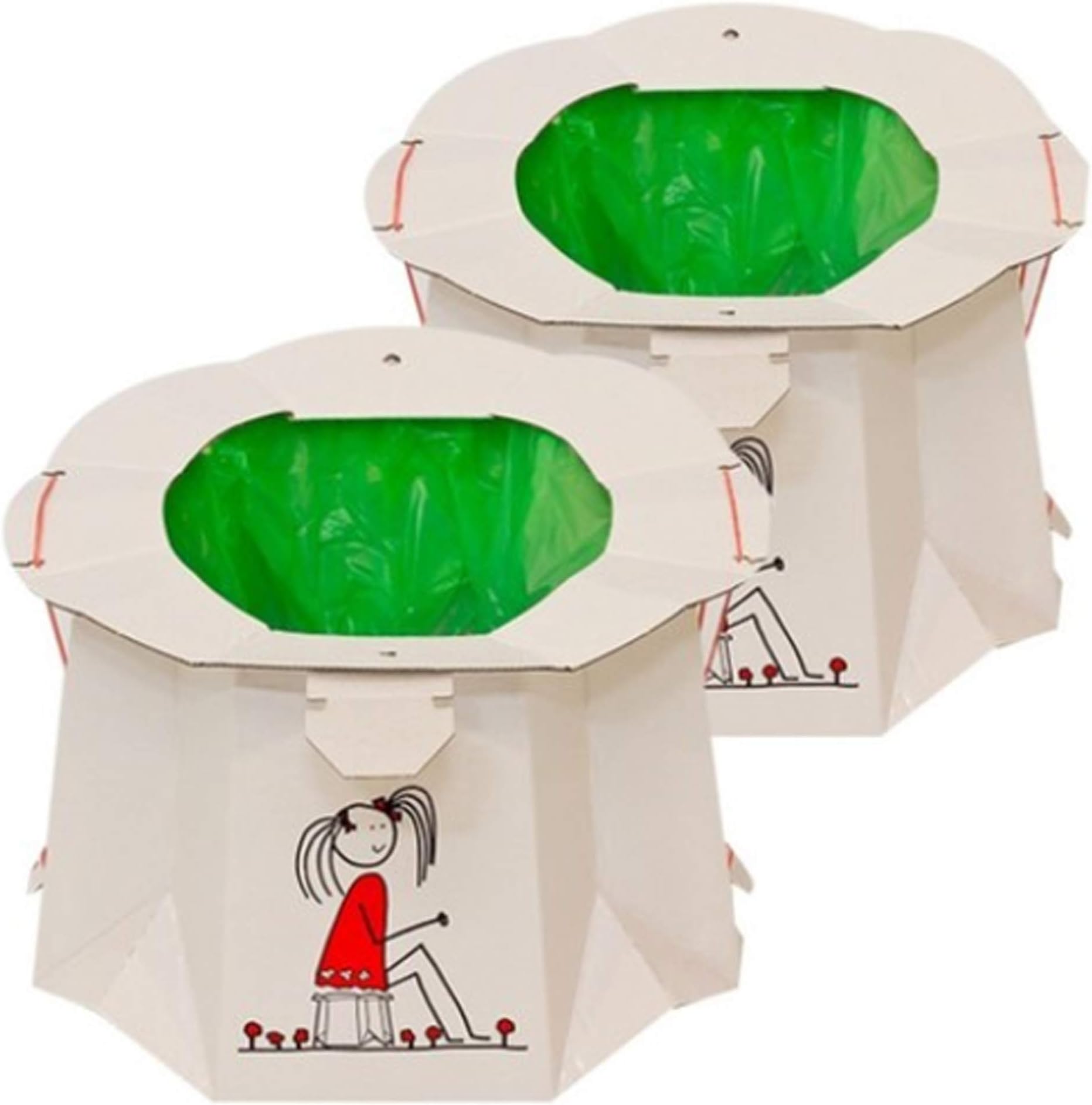 Tron 2ea Disposable Folding Paper Portable Toilet with Paper Bag for Travel Outdoor Kids Babys Camping Boating Shopping Traveling & Roadtripping
