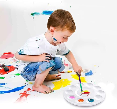 Miniatura 6 de Hulameda 10 paletas de bandejas de pintura, paleta redonda de plástico para niños o alumnos para pintar, manualidades en casa, jardín de infantes o