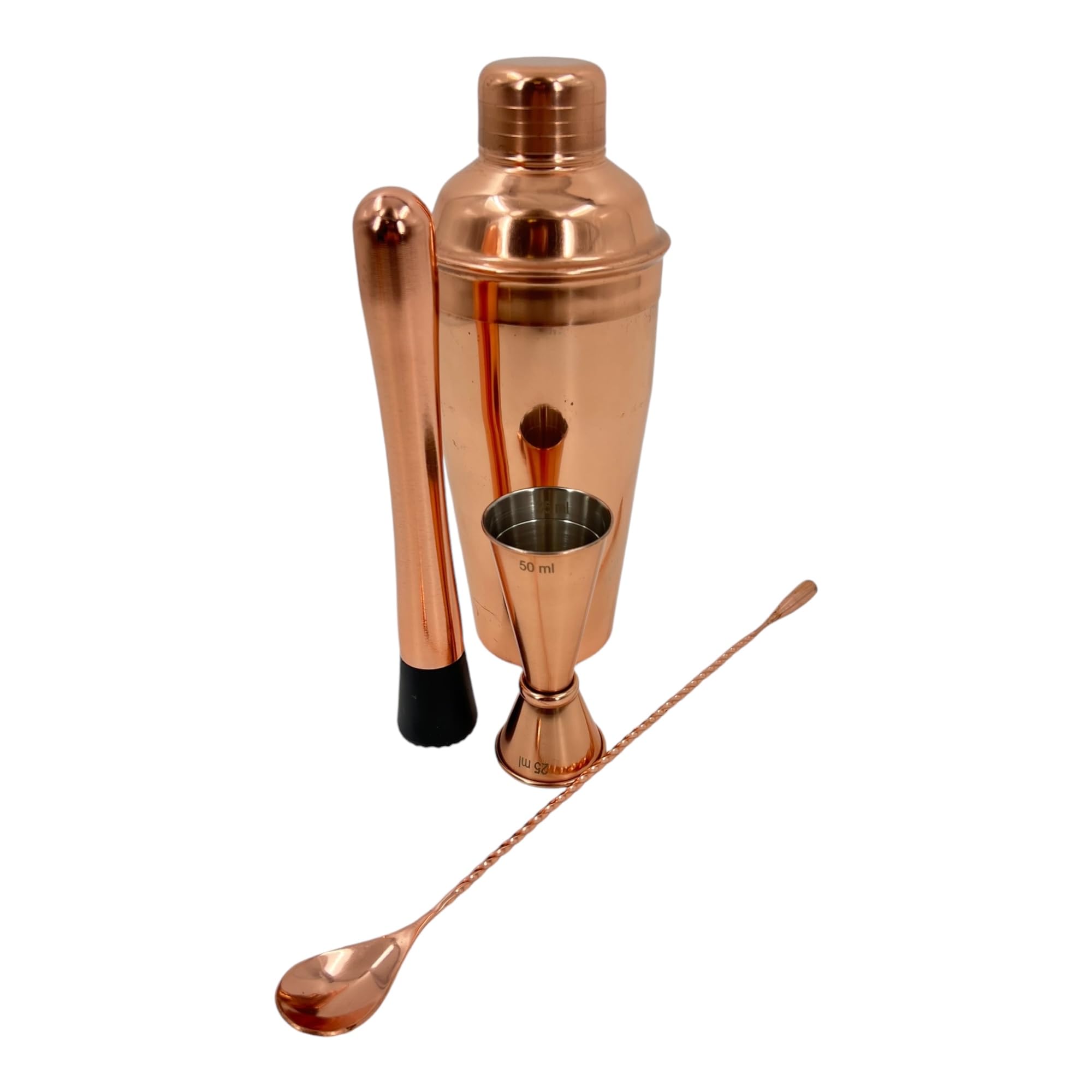 Premium Stainless Steel Cocktail Shakers Set,Cocktail Making Kit, Cocktail Set, Shaker, Jigger, Muddler, Strainer, Pourers, Mixing Spoon, Bar Blade & More (Copper, 4 Piece)